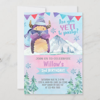 Yeti winter girl birthday invite, Yeti invitation. Invitation