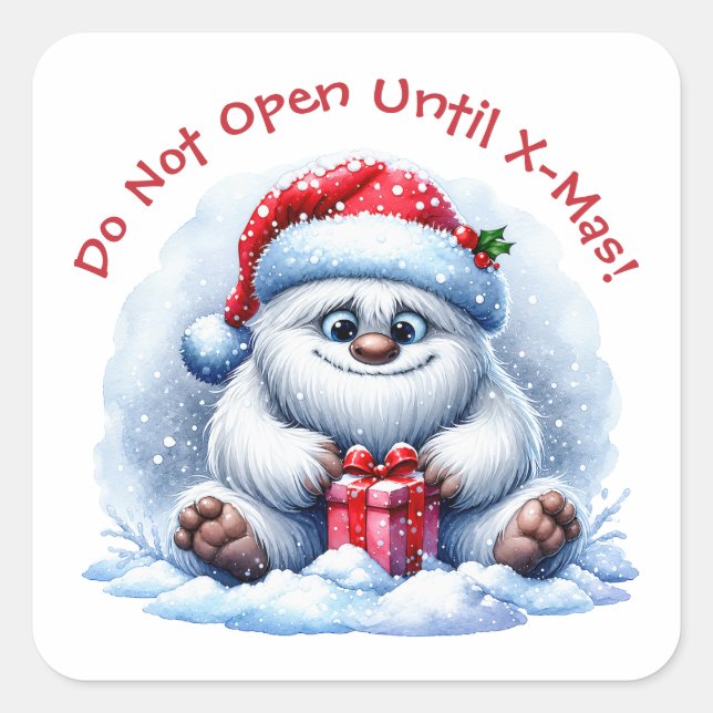 Yeti with Gift – Do Not Open	 Square Sticker (Front)