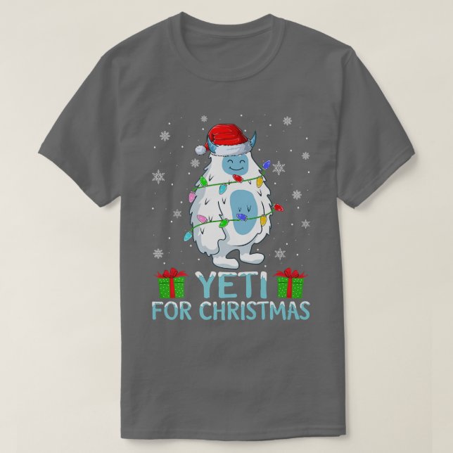 Yeti Xmas Lights Santa Hat Yeti For Christmas  T-Shirt (Design Front)