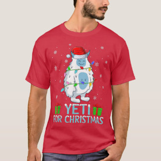 Yeti Xmas Lights Santa Hat Yeti For Christmas T-Shirt
