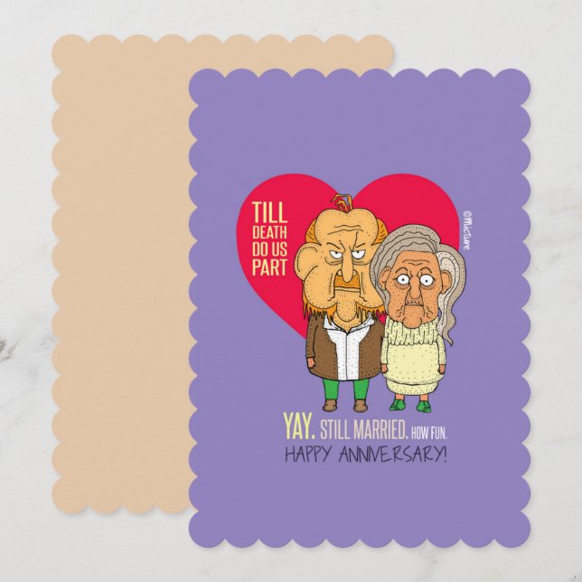 Yey, still married - anniversary couple cartoon card (Front/Back)