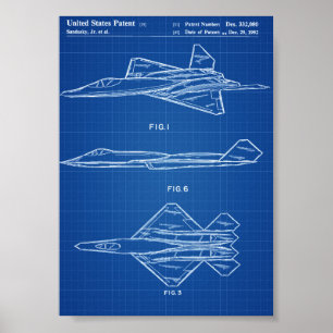 YF-23 Airplane Patent - Blueprint Poster
