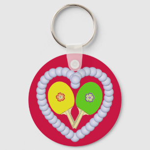 YG Ping Pong Flower Heart Keychain
