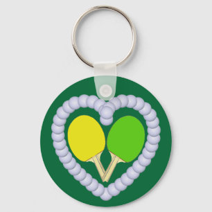 YG Ping Pong Paddle Heart Keychain