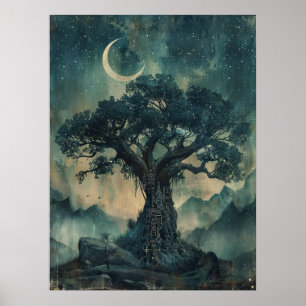 Yggdrasil Norse Samhain Halloween Nordic Poster