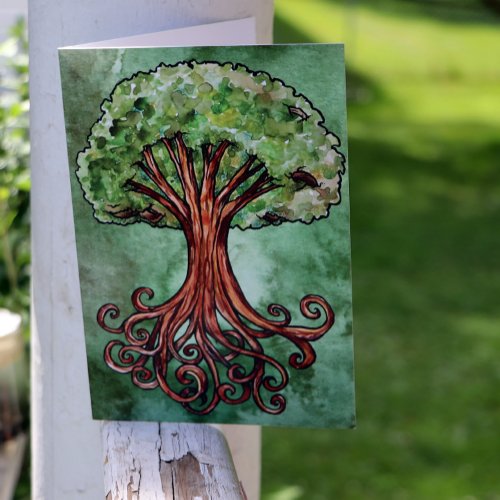 Yggdrasil Tree Norse Mythology Watercolor Card