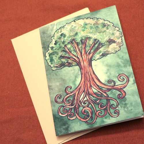 Yggdrasil Tree Norse Mythology Watercolor Card