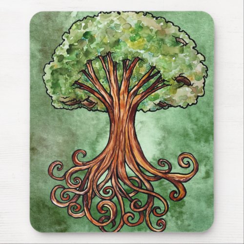 Yggdrasil Tree Norse Mythology Watercolor Mouse Pad