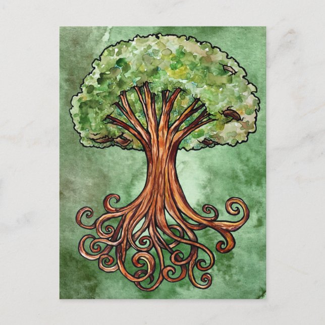 Yggdrasil Tree Norse Mythology Watercolor Postcard (Front)