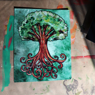 Yggdrasil Tree Norse Mythology Watercolor Poster