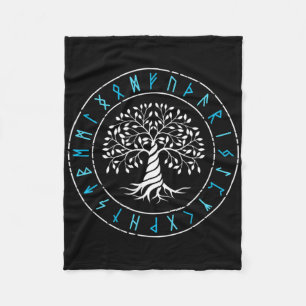 Yggdrasil Tree Of Life Viking Runes Norse Mytholog Fleece Blanket