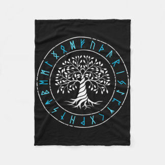 Yggdrasil Tree Of Life Viking Runes Norse Mytholog Fleece Blanket