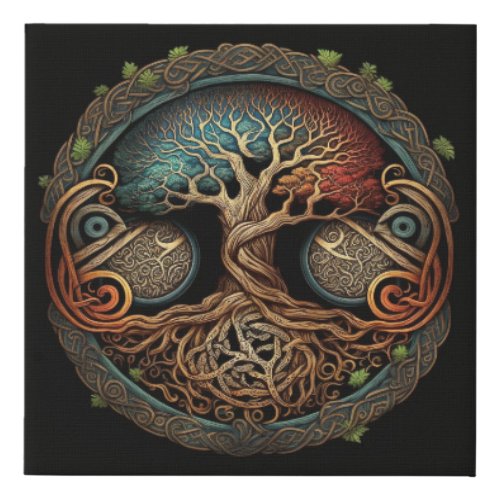 Yggdrasil Viking Tree of Life Faux Canvas Print