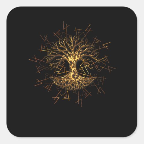 Yggdrasil World Ash Tree Of Life Pagan Square Sticker