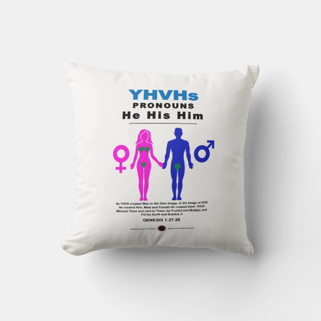 YHVH's Pronouns Throw Pillow (Front)