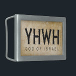 YHWH Jehovah Belt Buckle<br><div class="desc">YHWH, (Yahweh, Jehovah) “The Name of God” in Latin YHWH or JHVH and articulated as Yahweh or Jehovah. Biblical name of the God of Israel. ►Design image & text: “YHWH God of Israel” ►Design appeal: Hebrew, Judaism, Messianic Christians, Protestants, Believers of Bible scripture ►Design meaning: 4-letter name of Yahweh, Lord...</div>