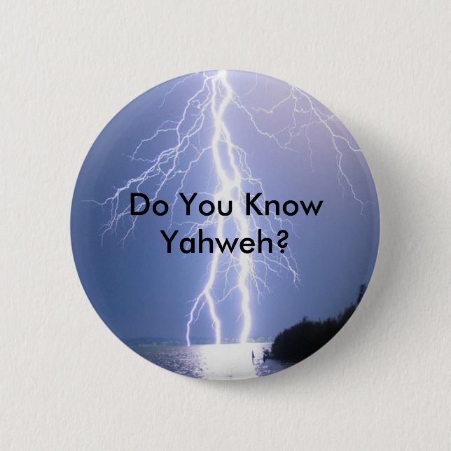 YHWH Lightning Pinback Button (Front)