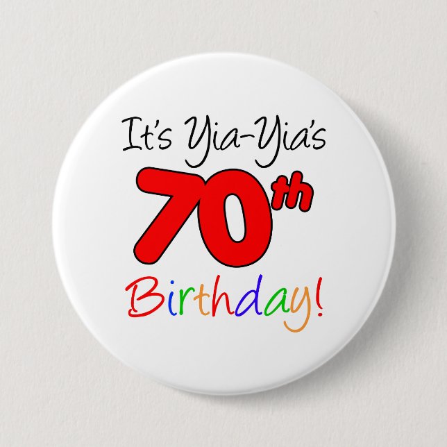 Yia-Yia's 70th Milestone Birthday Party Button (Front)