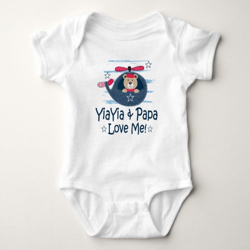YiaYia and Papa Grandson Bear Baby Bodysuit