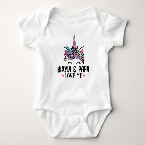 YiaYia and Papa Love Me Unicorn Baby Bodysuit