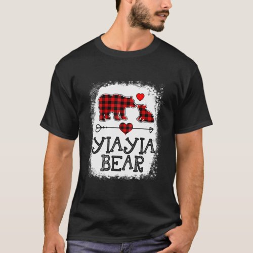 Yiayia Bear Pajama Red Plaid Buffalo Family T_Shirt