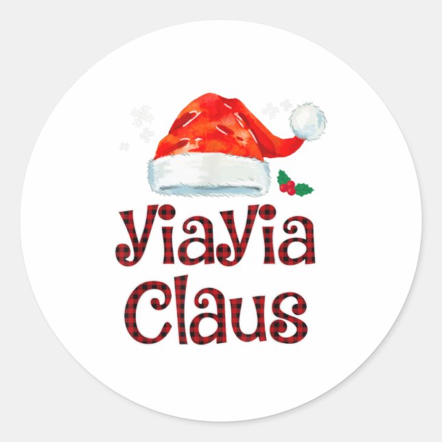 Yiayia Claus Tee Christmas Pajama Fam Classic Round Sticker (Front)