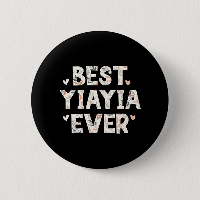 Yiayia Ever Floral Family Love Hearts Yia-yia  Button (Front)