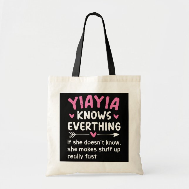 YiaYia Knows Everything Vintage Mother's Day Tote Bag (Front)