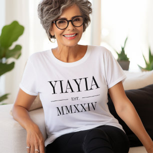 Yiayia Roman Numeral Year Established T-Shirt