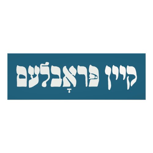 Yiddish Kein Problem _ No Problemo _ Jewish Humor  Photo Print