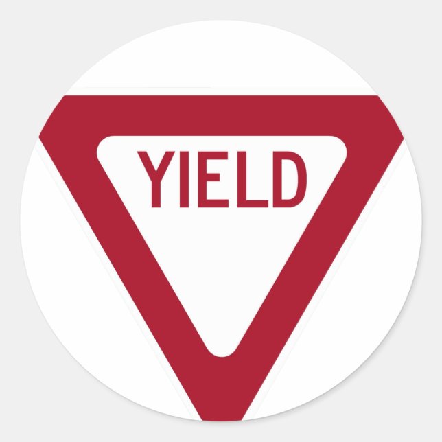 Yield Sign Classic Round Sticker (Front)