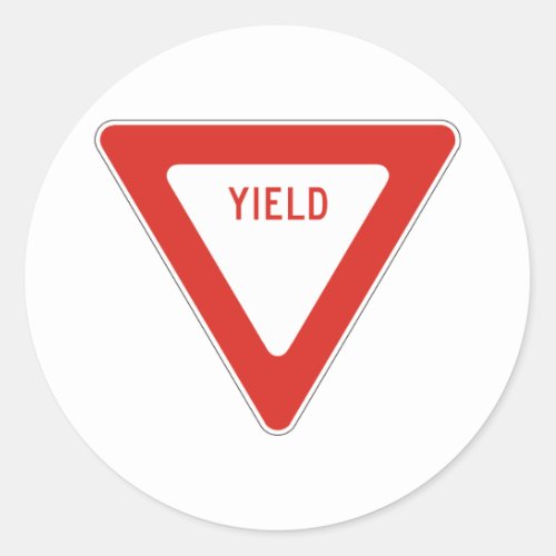 Yield Street Road Sign Symbol Caution Traffic Classic Round Sticker