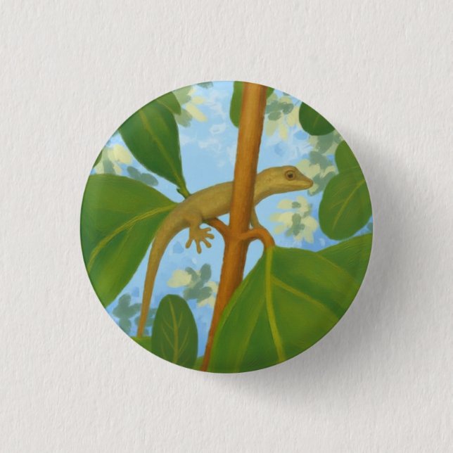 Yikes! Gecko painting Button (Front)