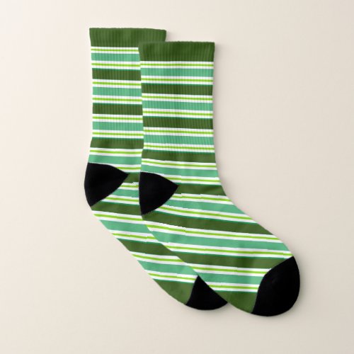 Yikes Green Stripes All_Over_Print Socks