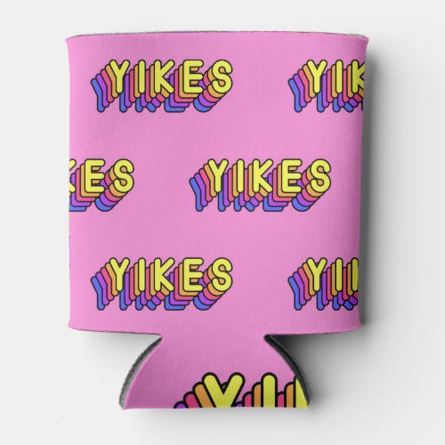 Yikes Words Pink Vintage Wallpaper Can Cooler