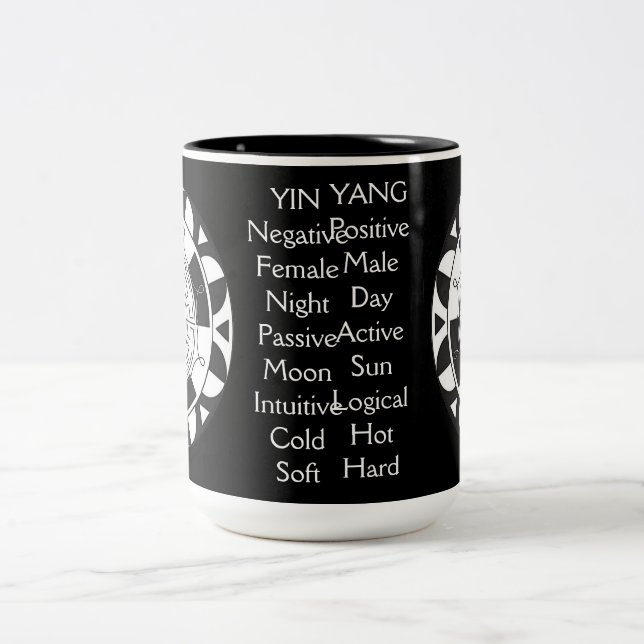Yin and Yang Asian Symbol Meanings Black Mug (Center)