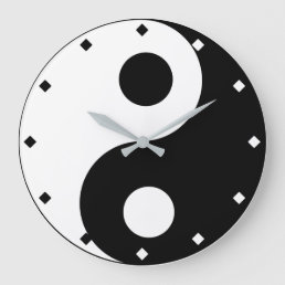 Yin and Yang Black and White Large Clock