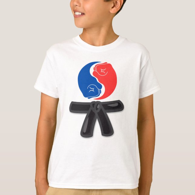 Yin and yang black belt wushu T-Shirt (Front)