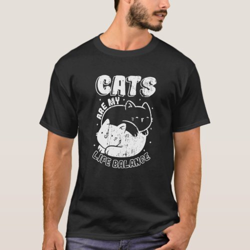 Yin And Yang Cats Life Balance Cute Cat T_Shirt