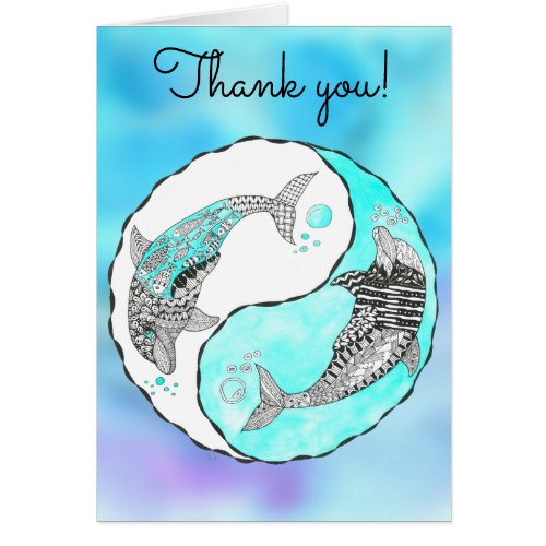 Yin and Yang Dolphin Thank You Greeting Card