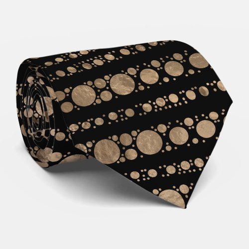Yin and Yang Dot Art Black and gold Neck Tie