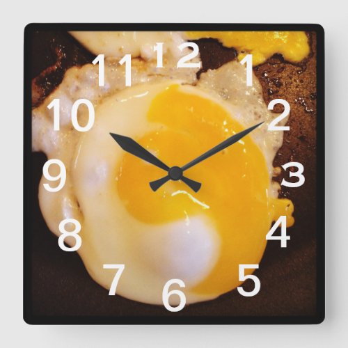 Yin and Yang Egg White Numbers Square Wall Clock