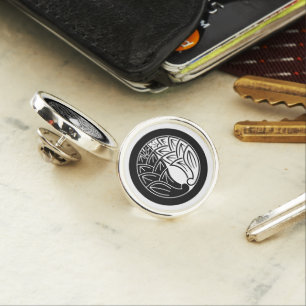 Yin and yang Embracing japanese gingers in circle Lapel Pin