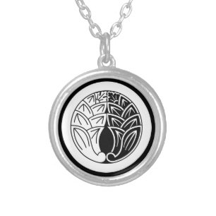 Yin and yang Embracing japanese gingers in circle Silver Plated Necklace