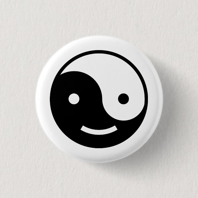 Yin and yang emoji pinback button (Front)