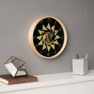 Yin and Yang gold and black dragon  Clock