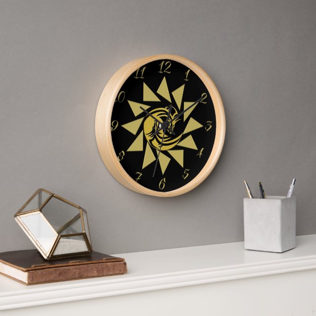 Yin and Yang gold and black dragon  Clock (Office)