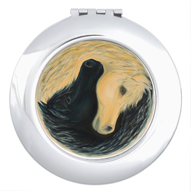 Yin and Yang horse compact mirror (Front)
