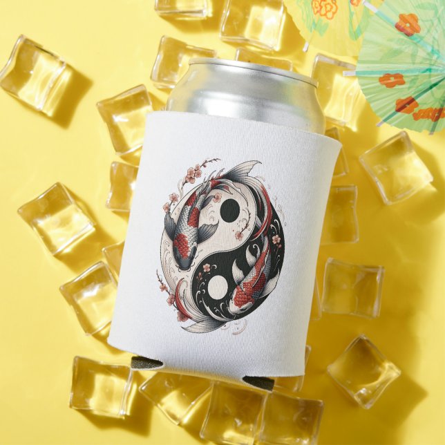 Yin And Yang Japanese Koi Fish Can Cooler (In Situ Summer)