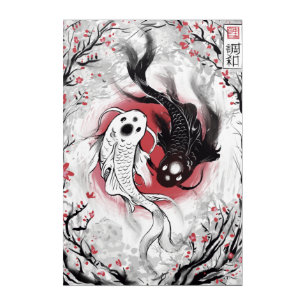 Yin and Yang Japanese Koi Fish Painting Acrylic Print